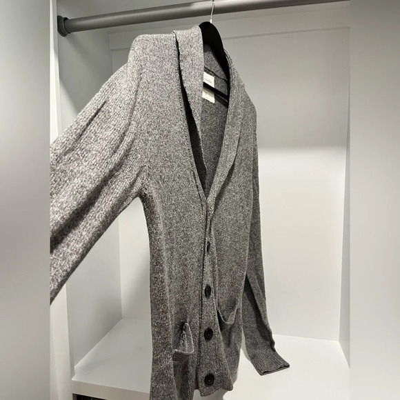 Abercrombie & Fitch Womens Cardigan M Gray/white Knit Button Up Pockets medium - Picture 7 of 10
